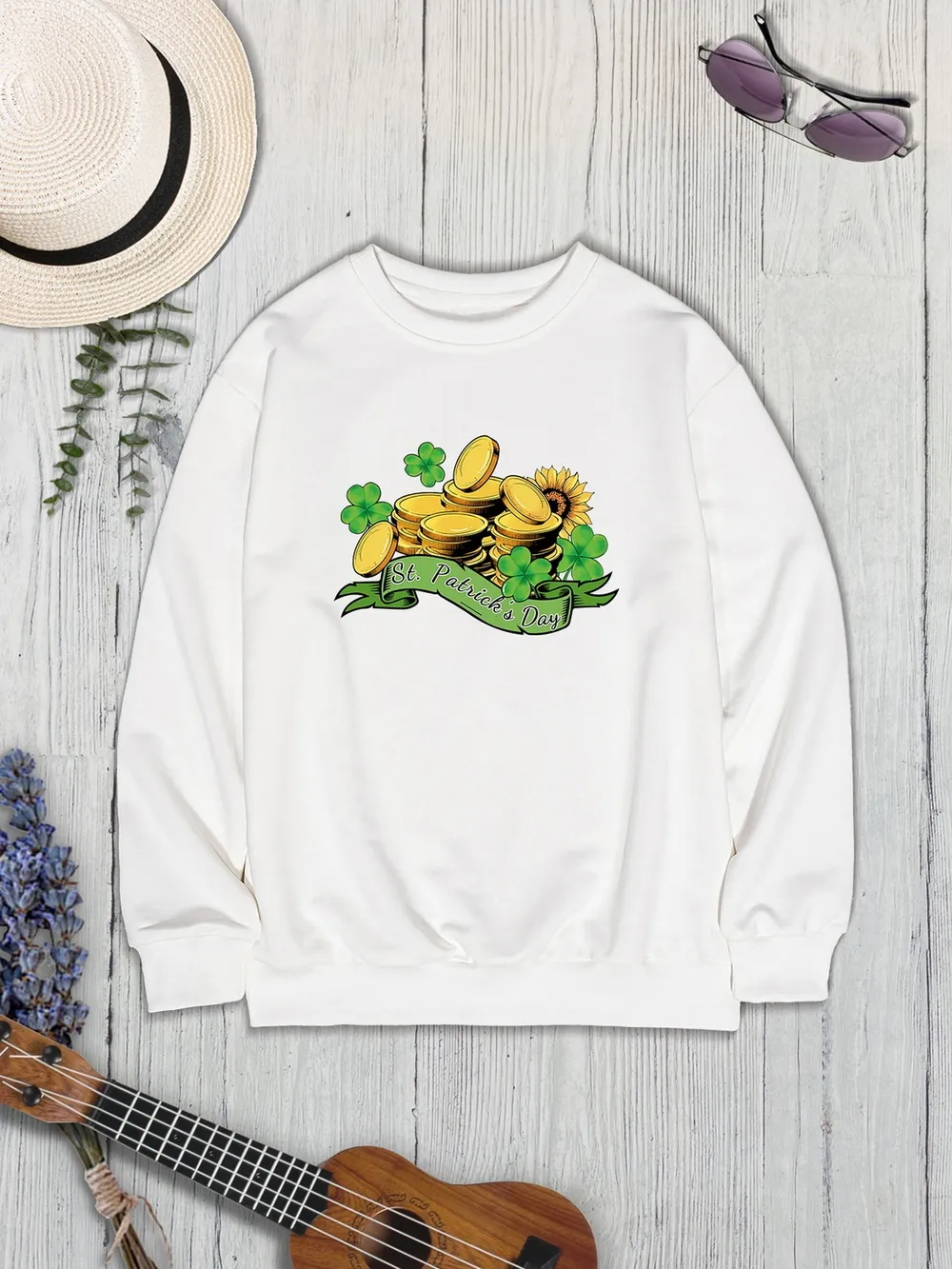 ST. PATRICK'S DAY Graphic Round Neck Sweatshirt, image 7
