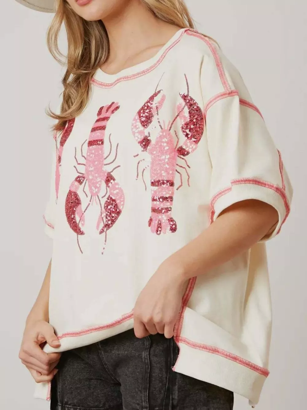 Sequin Lobster Half Sleeve T-Shirt, image 5
