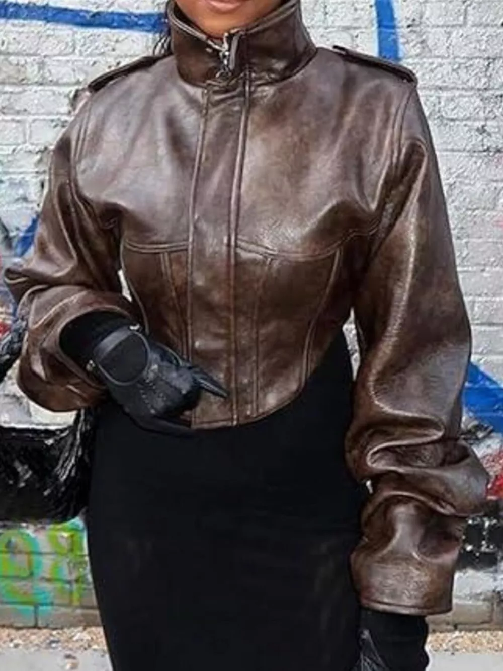 Vintage Style Slim Fit Leather Jacket, image 3