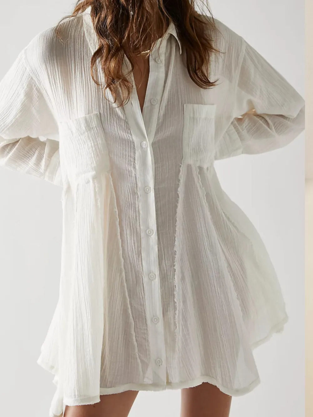 Textured Button-Down Shirt Dress, image 8