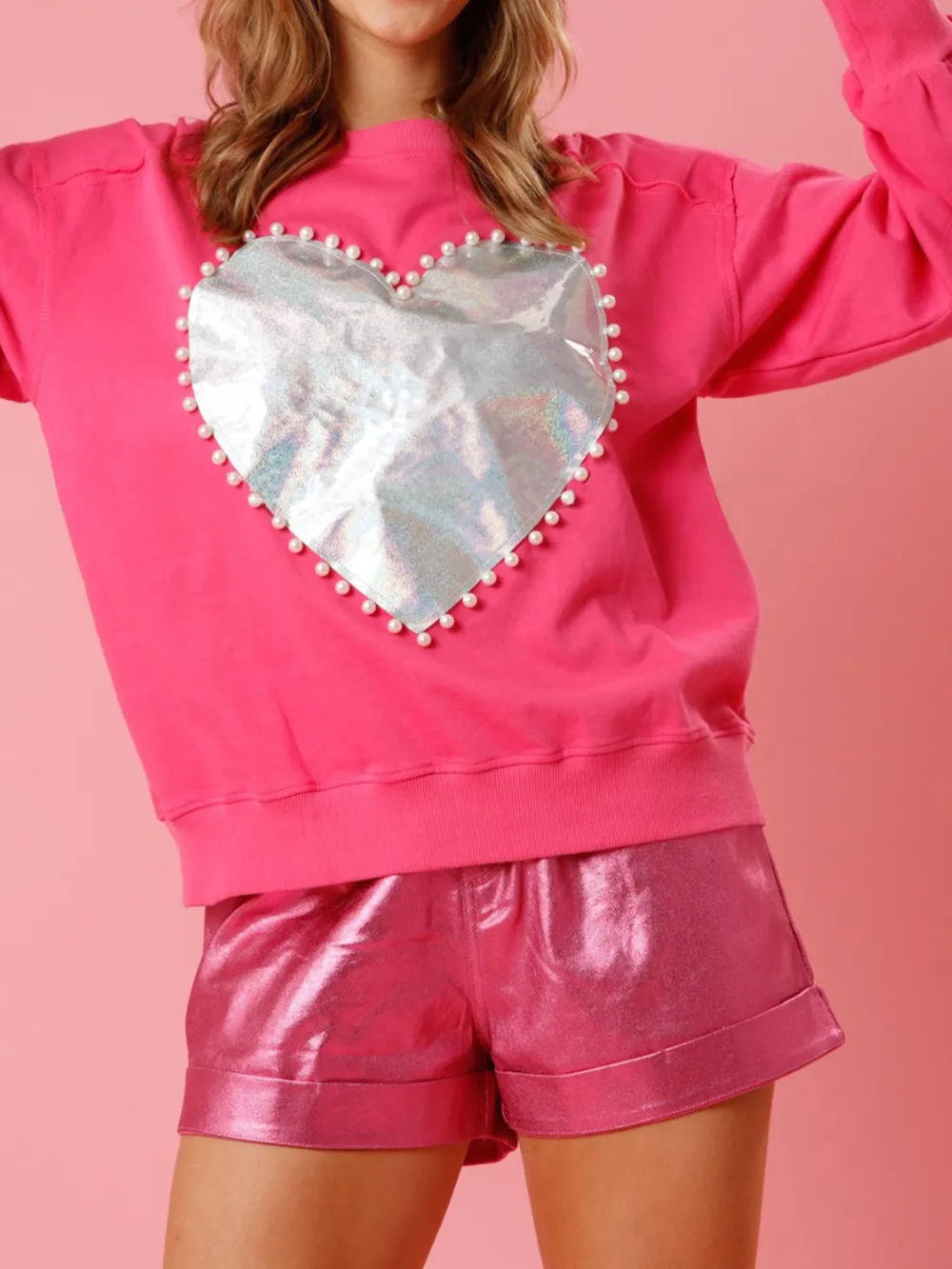 Pearl Trim Round Neck Sweatshirt, image 6