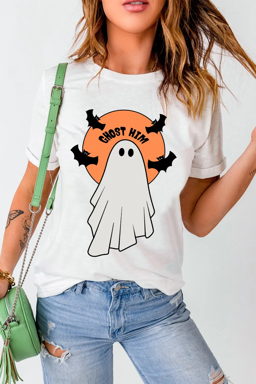 Full Size Ghost Round Neck Short Sleeve T-Shirt, image 3