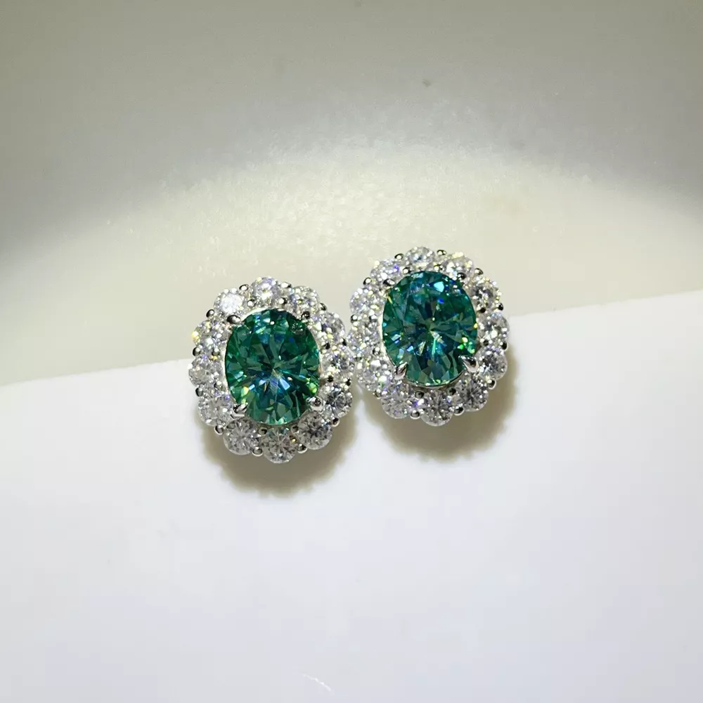 6 Carat Moissanite 925 Sterling Silver Earrings, image 2