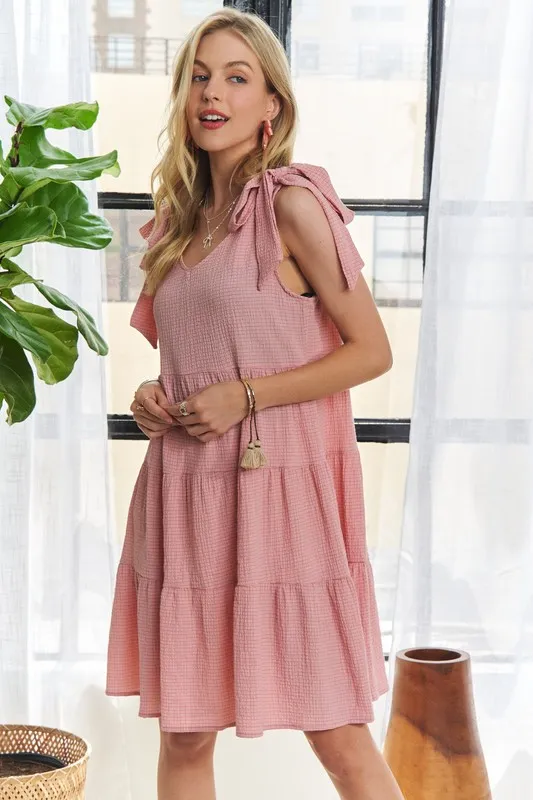 V-Neck Tie Shoulder Dress, image 3