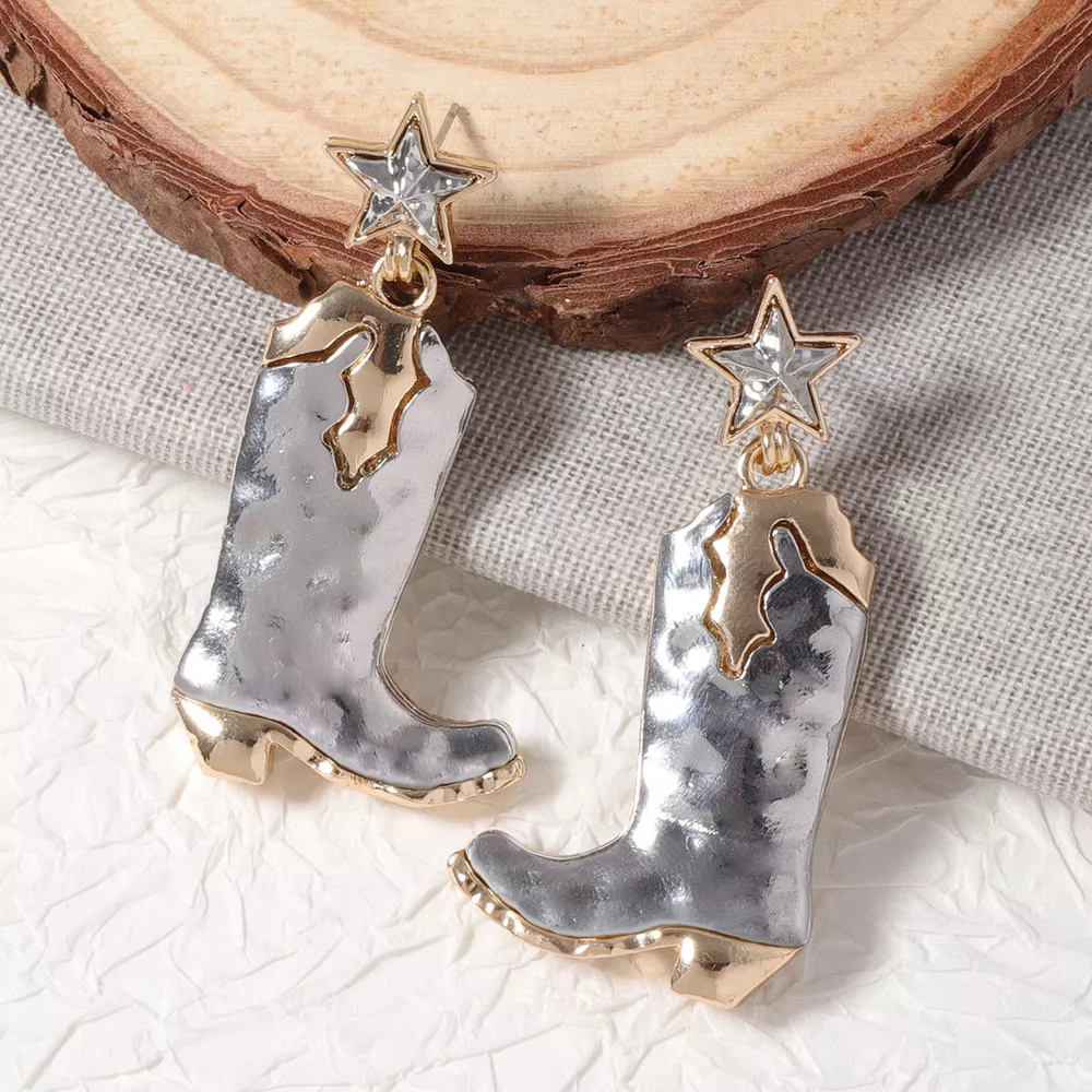 Western Cowboy Boot Star Dangle Earrings, image 5