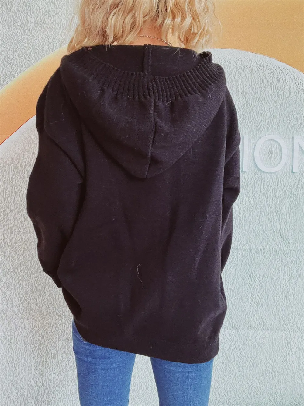 Dropped Shoulder Long Sleeve Hooded Cardigan, image 18
