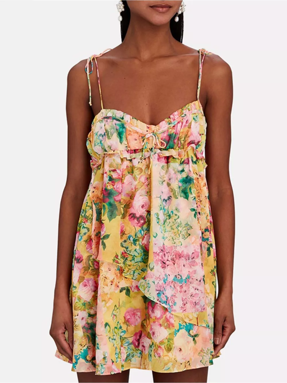 Floral Print Tie-Shoulder Mini Dress