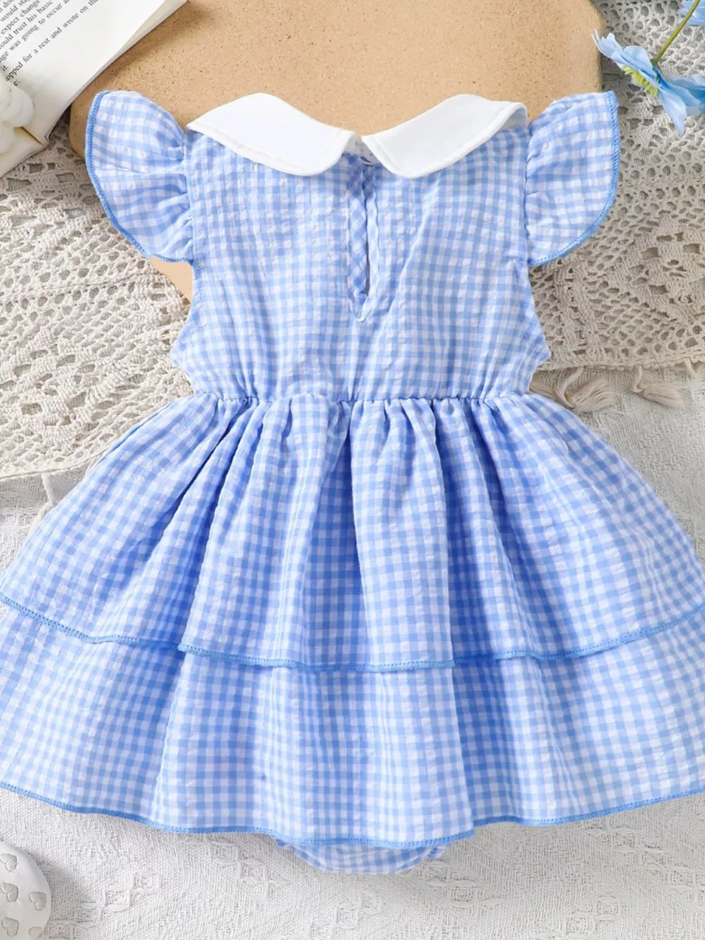 Children's Fruit Embroidered Gingham Smocked Dress, image 5