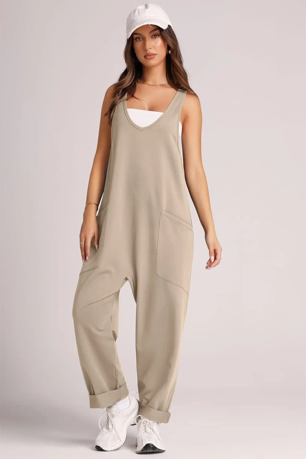 Wide Strap Jumpsuit with Pockets, image 9