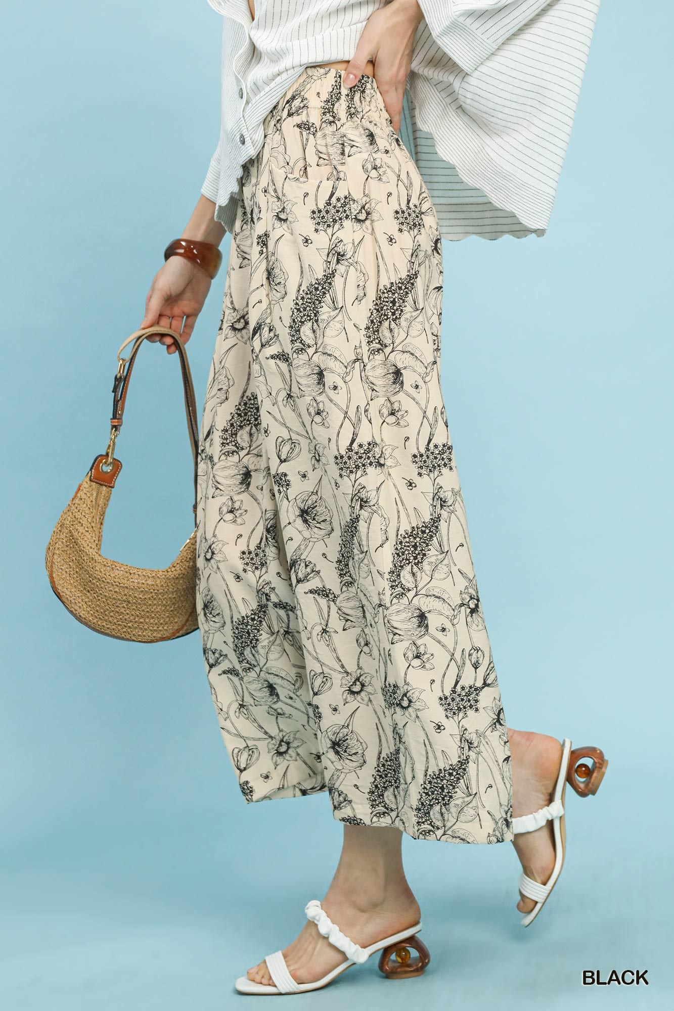 Two Tone Floral Print Pants, image 4