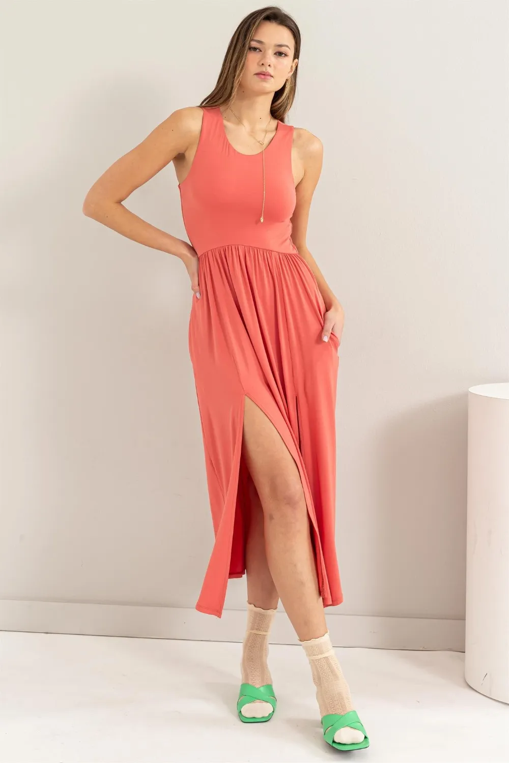 Sleeveless Slit Midi Dress, image 3