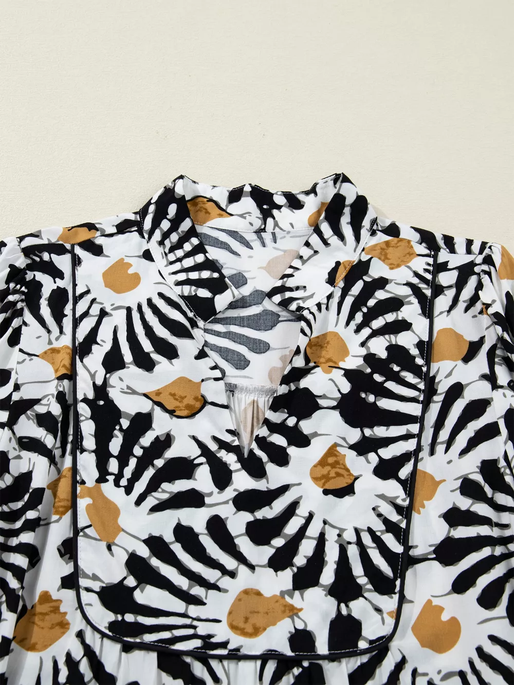 Abstract Floral Print Split Notched Dress, image 7