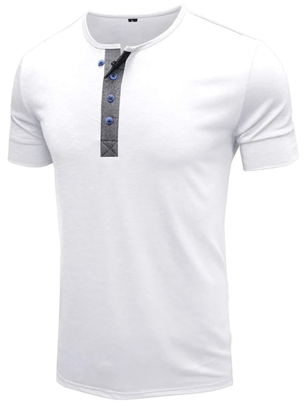 Men's Classic Button Detail Henley Polo T-Shirt, image 3