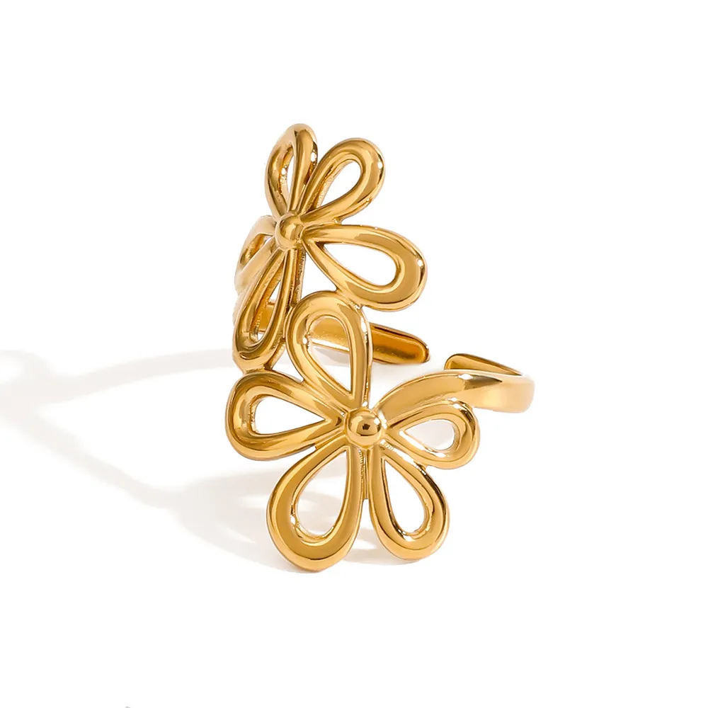 Stainless Steel Flower Ring, image 4