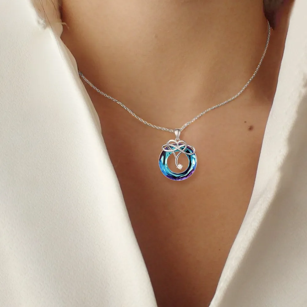 925 Sterling Silver Natural Crystal Pendant Necklace, image 3
