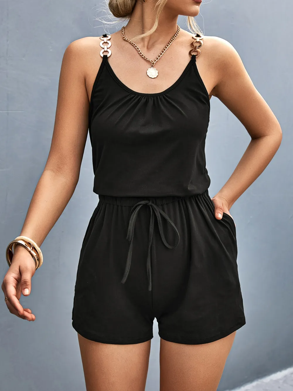 Scoop Neck Romper with Pockets, image 10