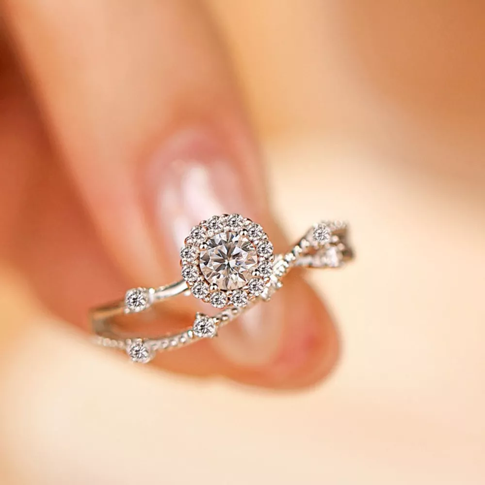 1 Carat 925 Sterling Silver Moissanite Layered Ring, image 2