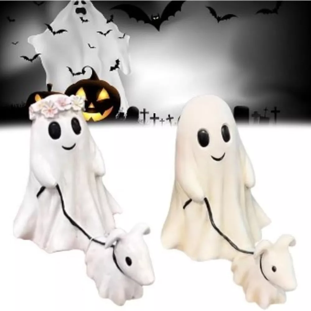 Halloween Ghost Walking Dog Decorative Ornament 2 Piece Set, image 3