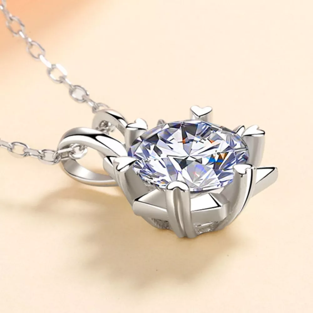 1 Carat 925 Sterling Silver Moissanite Pendant Necklace, image 6