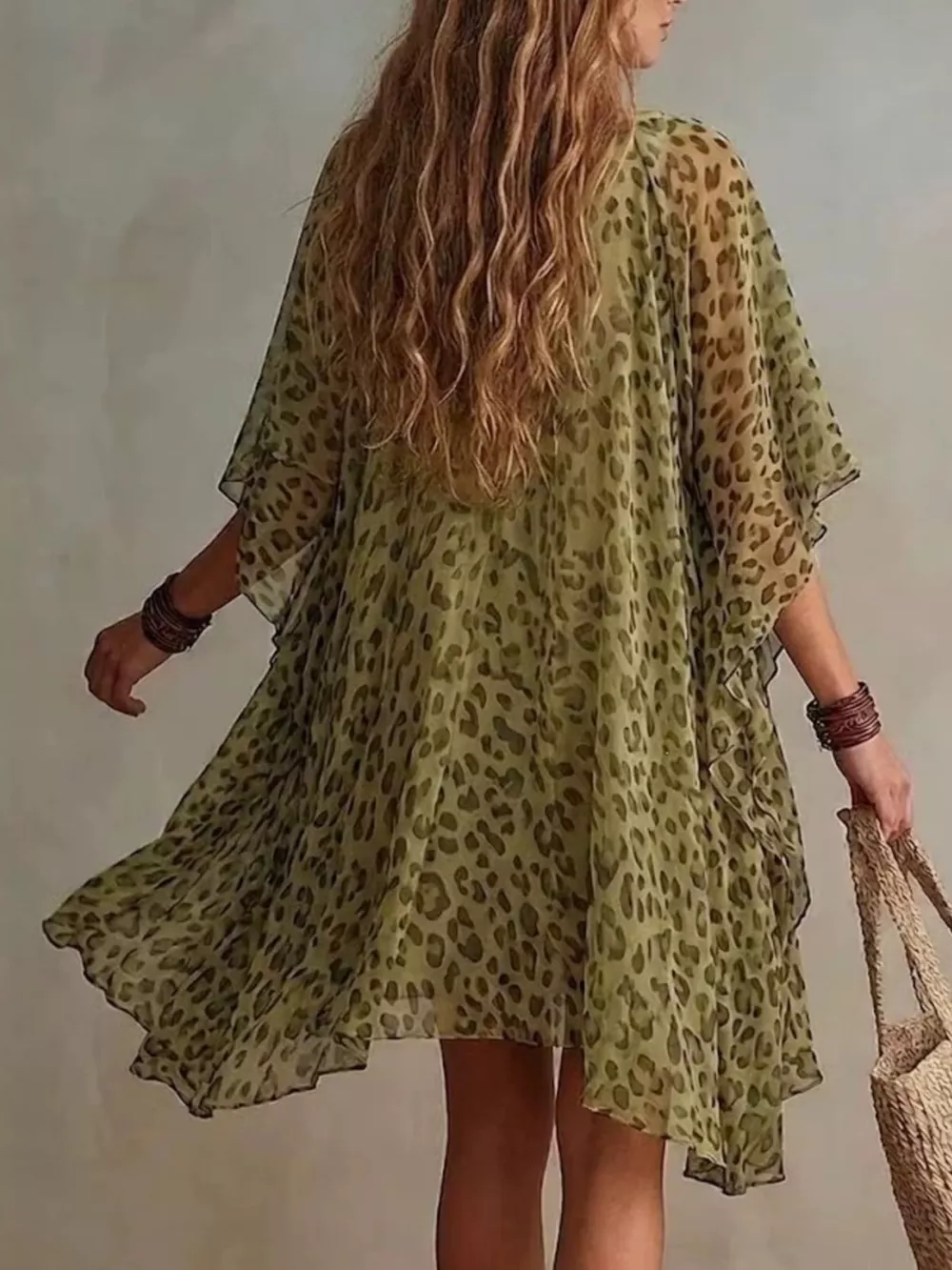 Full Size Leopard Print V-Neck Chiffon Dress Plus Size, image 2