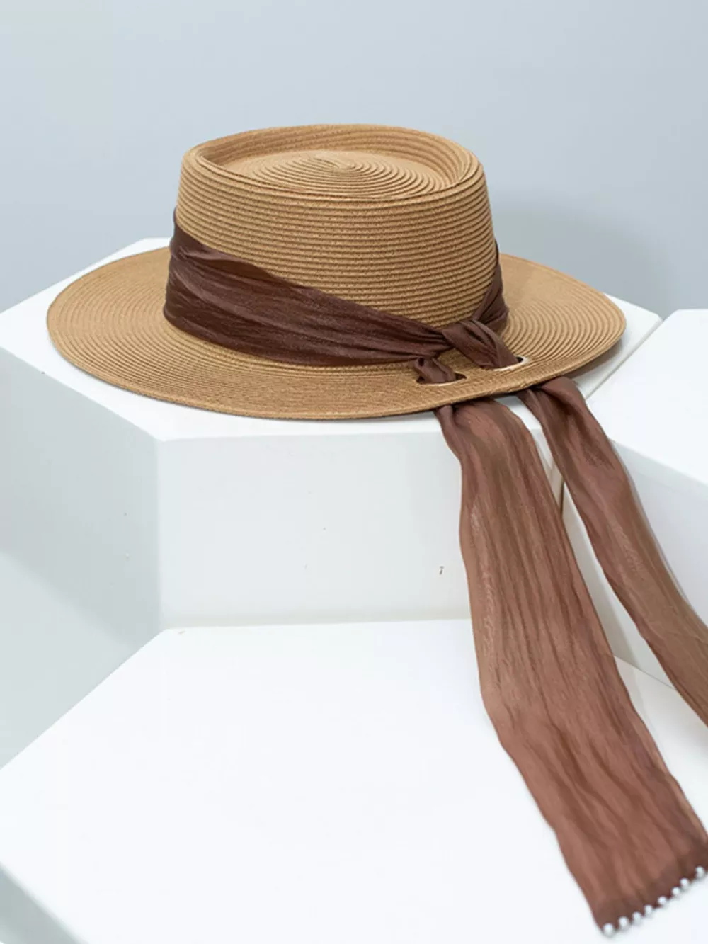 Ribbon Accent Straw Sun Hat, image 4