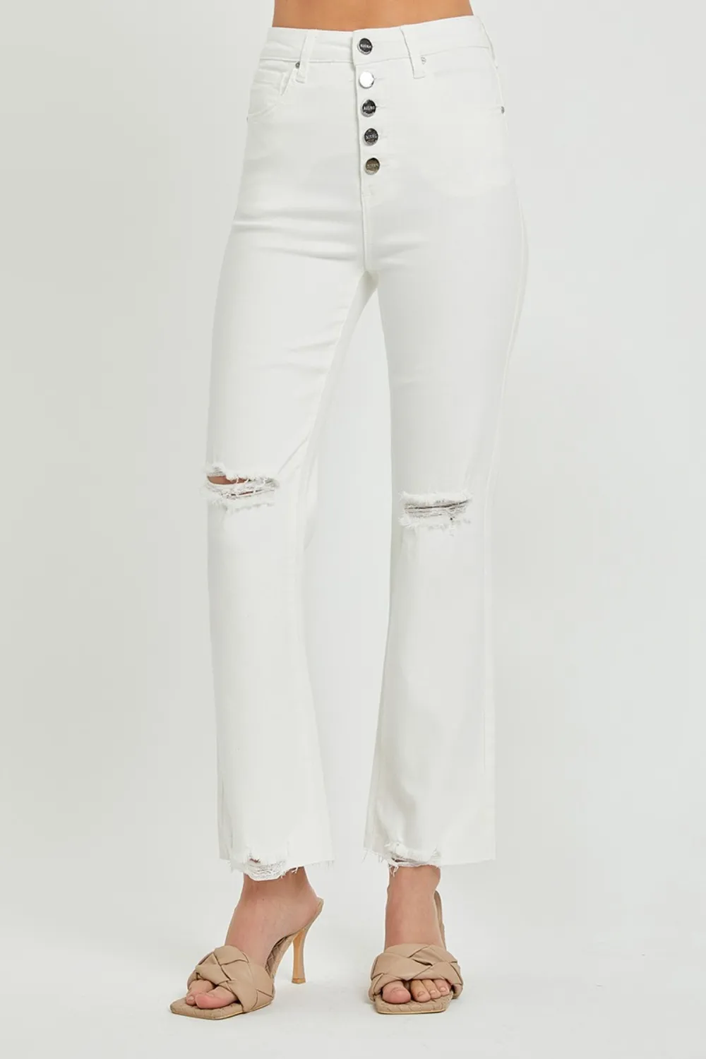 Full Size High Rise Button Fly Straight Ankle Jeans, image 3