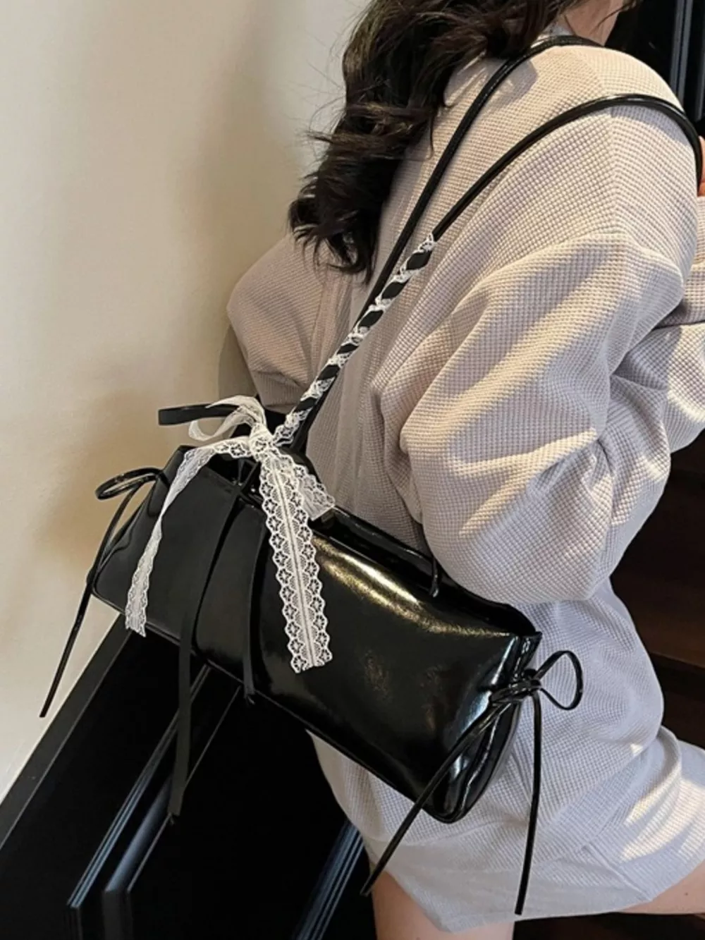 Lace Decor Shoulder Bag, image 2