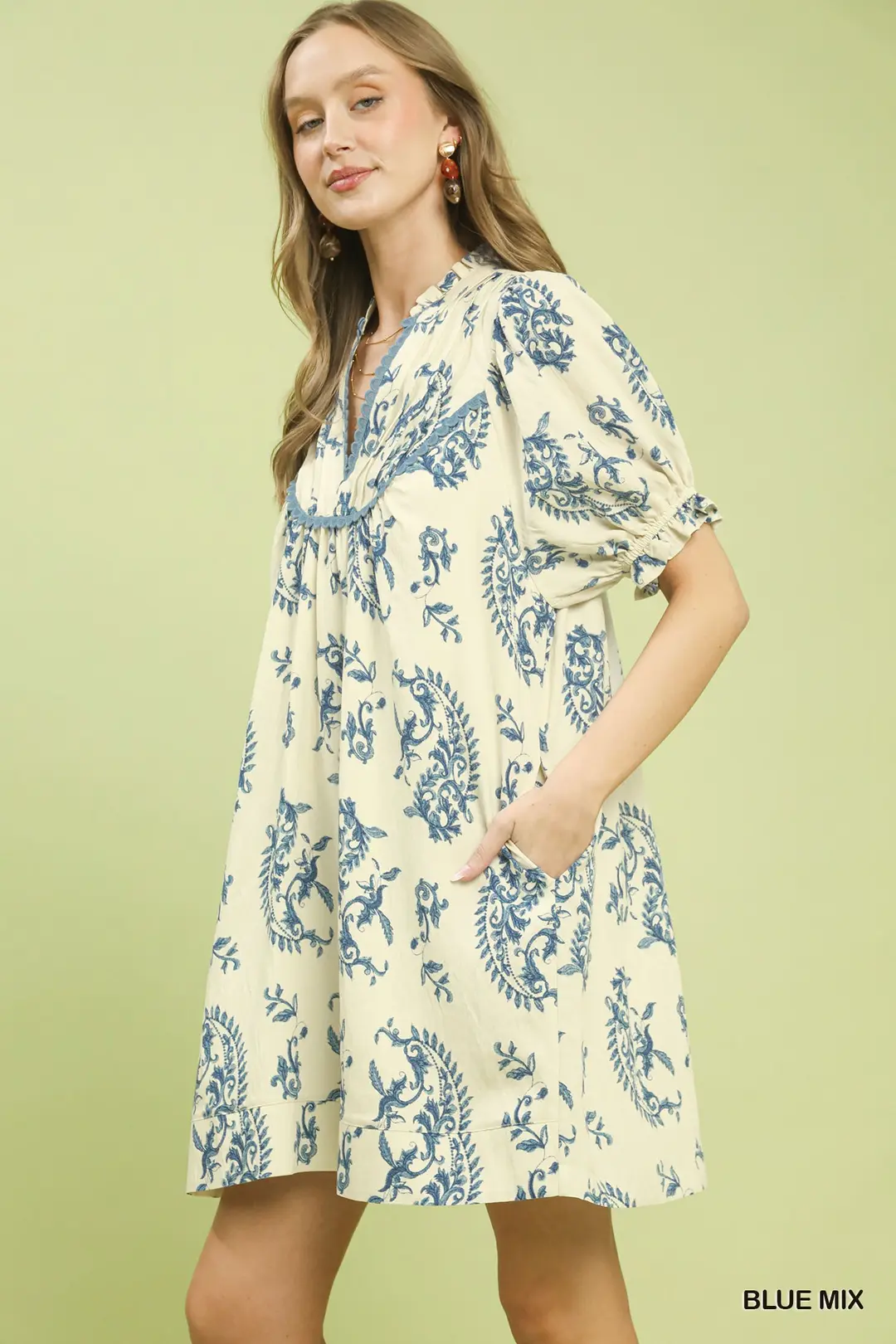 Mix Paisley Scallop Trim Dress, image 2