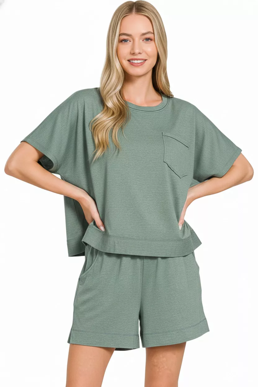 Exposed Seam Boxy Top & Shorts Set, image 2