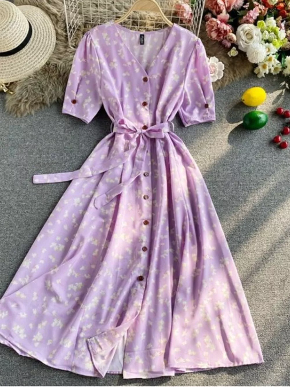 Floral Print V-Neck Midi Dress, image 23