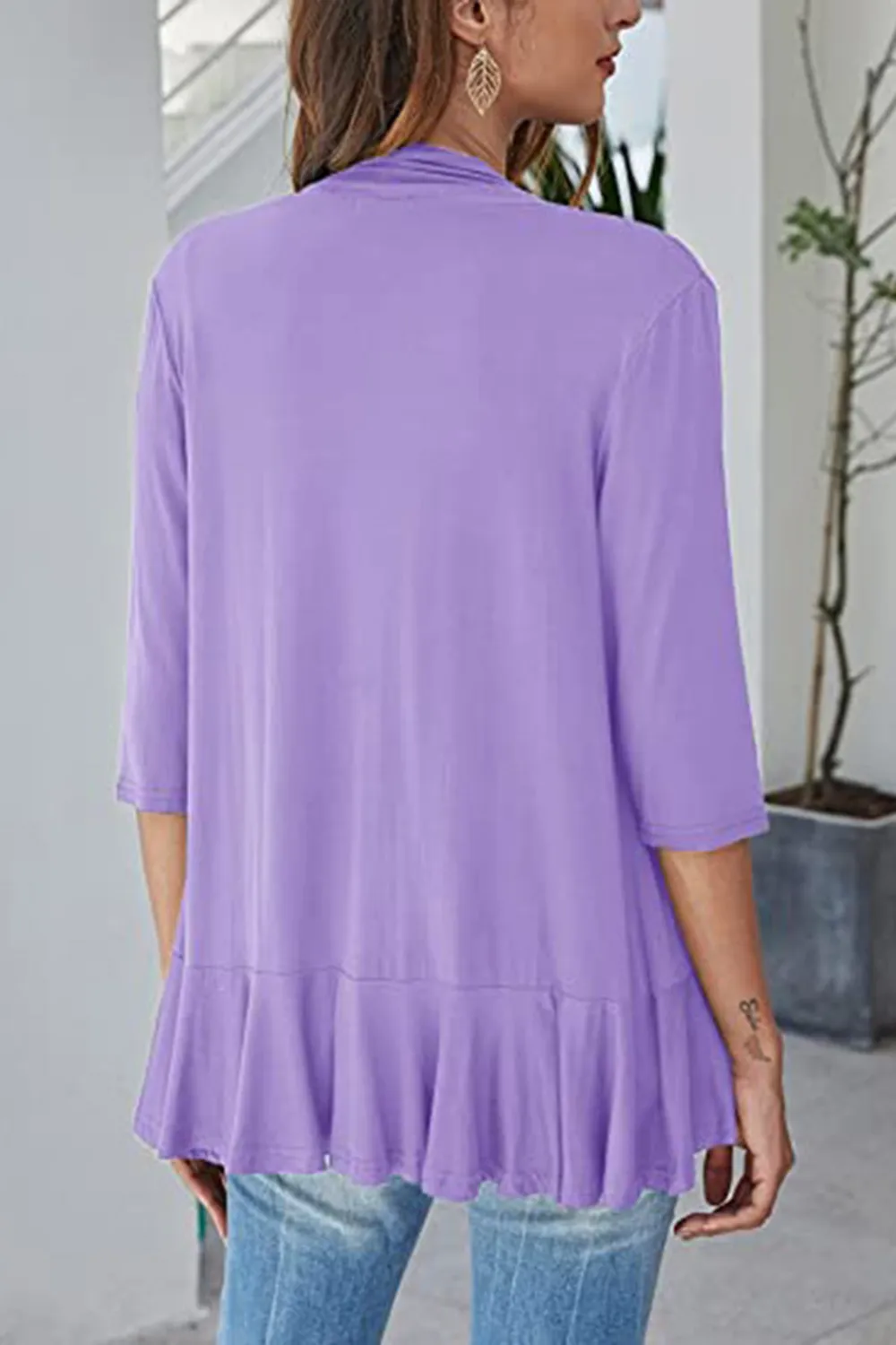 Open Front Three-Quarter Sleeve Cardigan, image 11
