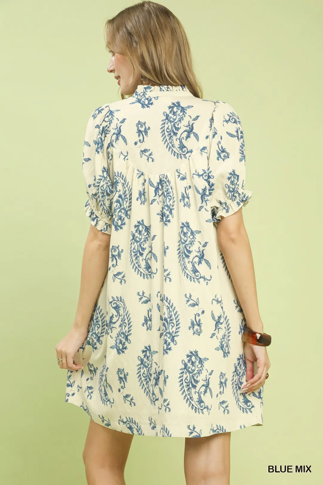 Mix Paisley Scallop Trim Dress, image 3