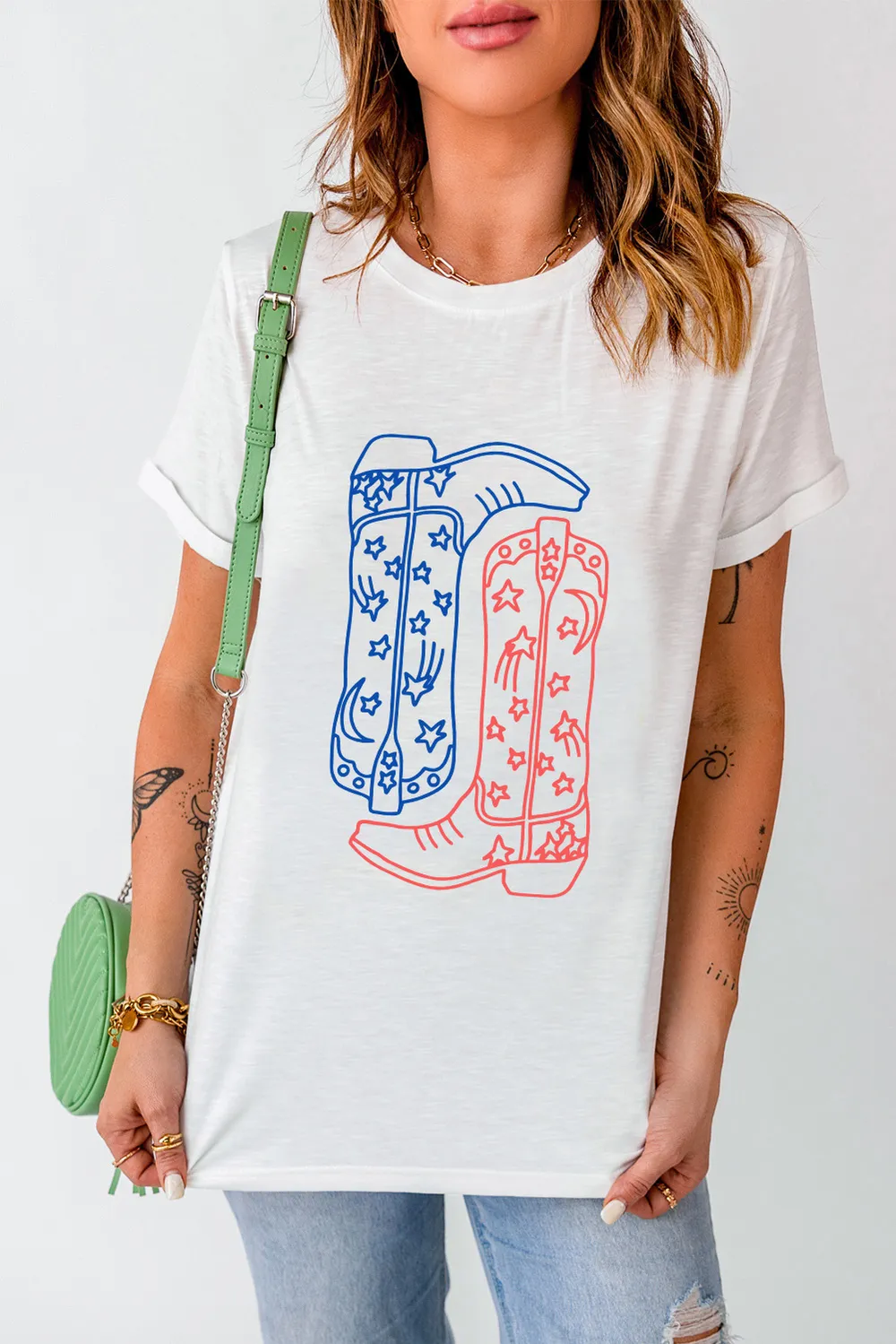 Boot Graphic Round Neck Short Sleeve T-Shirt, image 5
