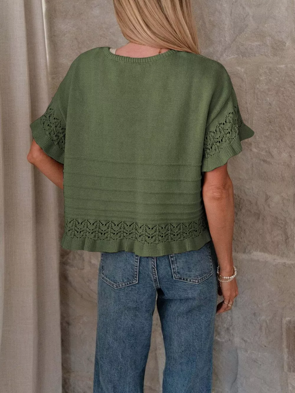 Lace Trimmed Knit Top, image 11