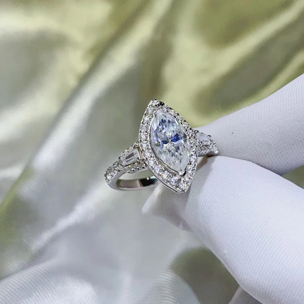 2 Carat Moissanite 925 Sterling Silver Ring, image 2