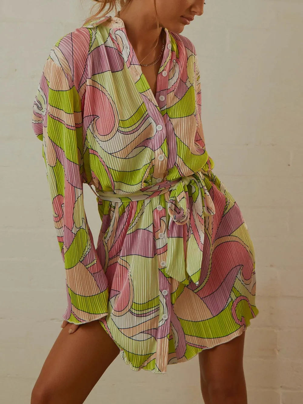 Printed Long Sleeve Mini Dress, image 17