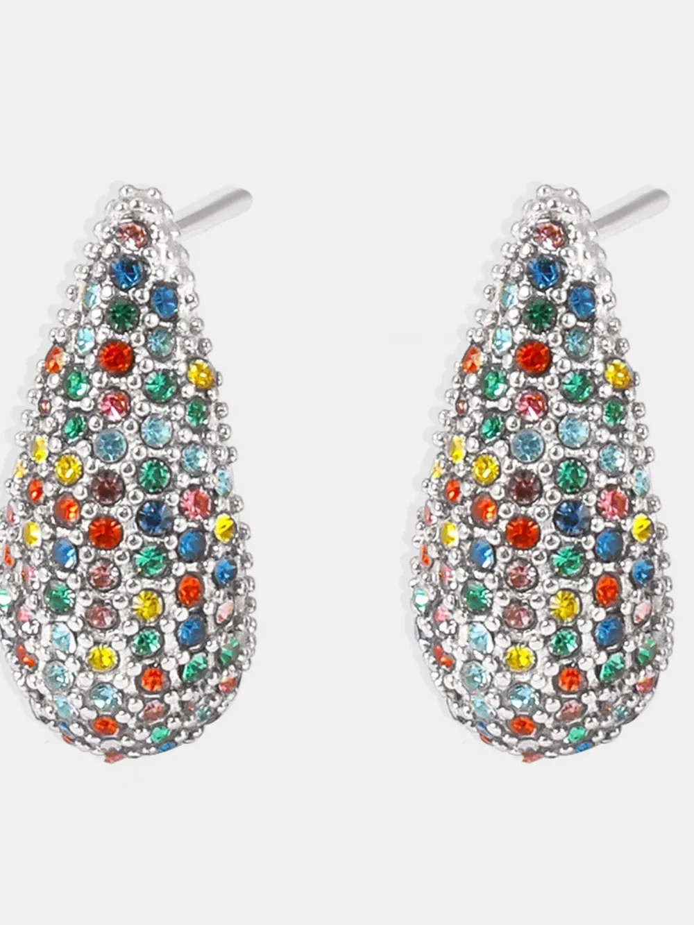 Stainless Steel Inlaid Zircon Teardrop Earrings, image 6