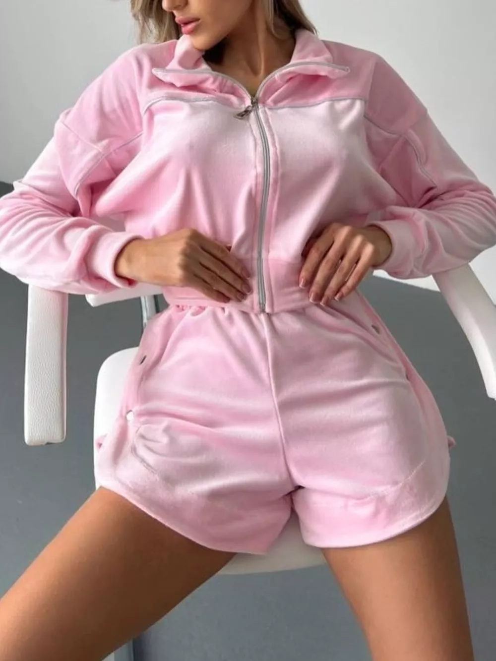 Zip-Up Outerwear and Shorts Set, image 11
