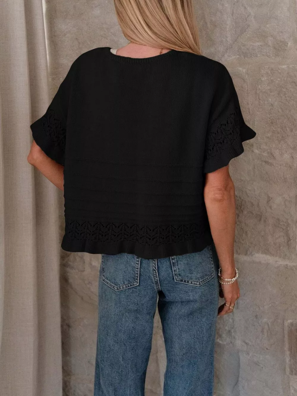 Lace Trimmed Knit Top, image 15