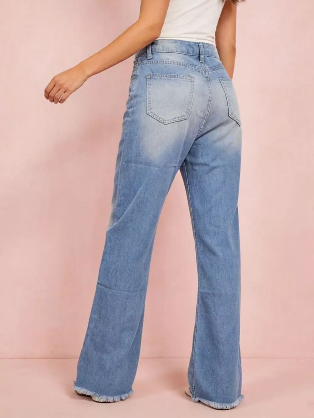 Distressed Raw Hem Bootcut Jeans, image 2