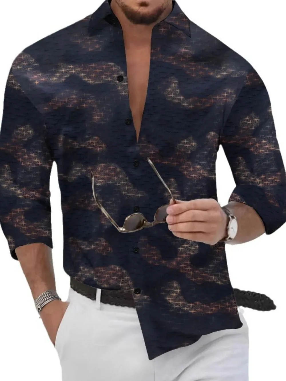 Men's Full Size Collared Neck Long Sleeve Shirt Plus Size, image 5