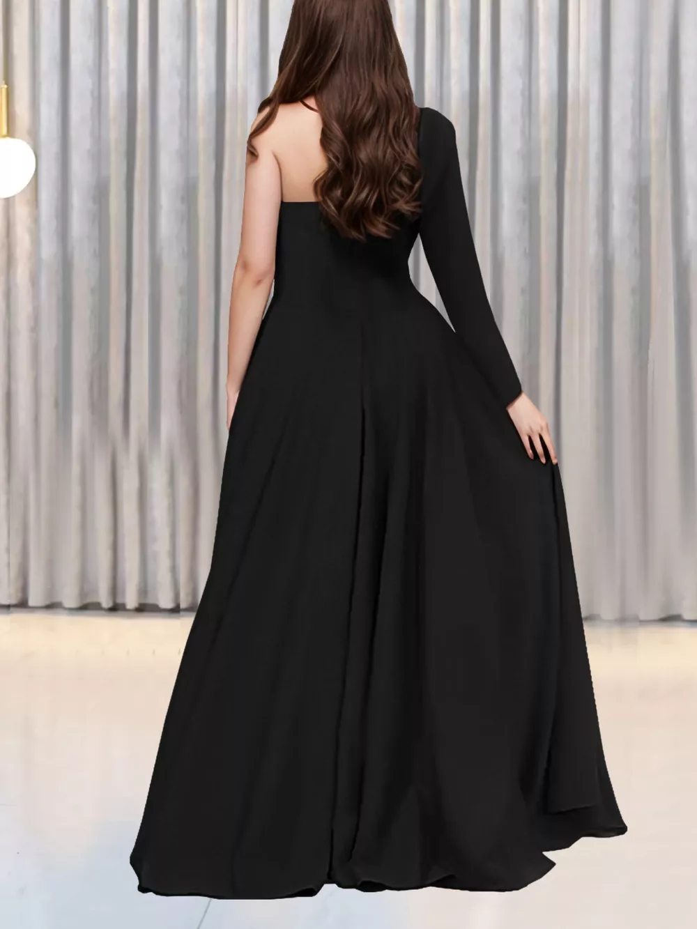 Slit Rhinestone One Shoulder Maxi Dress, image 2