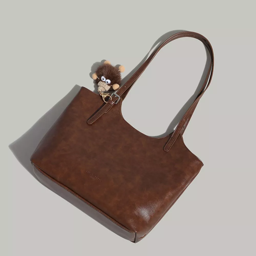Leather Tote Bag with Charm, image 5