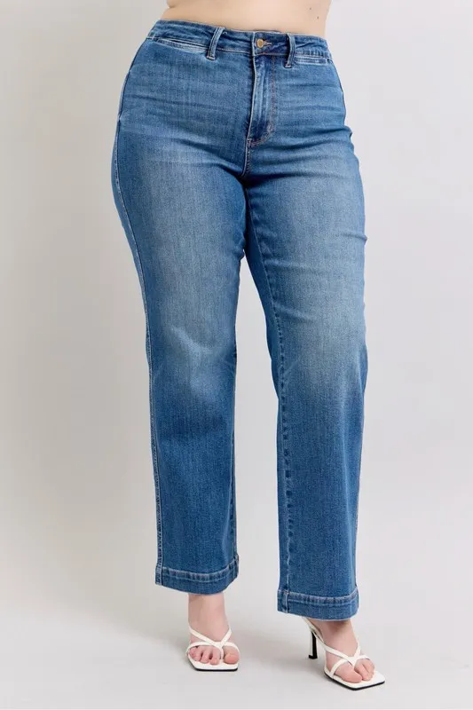 Full Size High Waist Contrast Thread Straight Plus Size, image 5