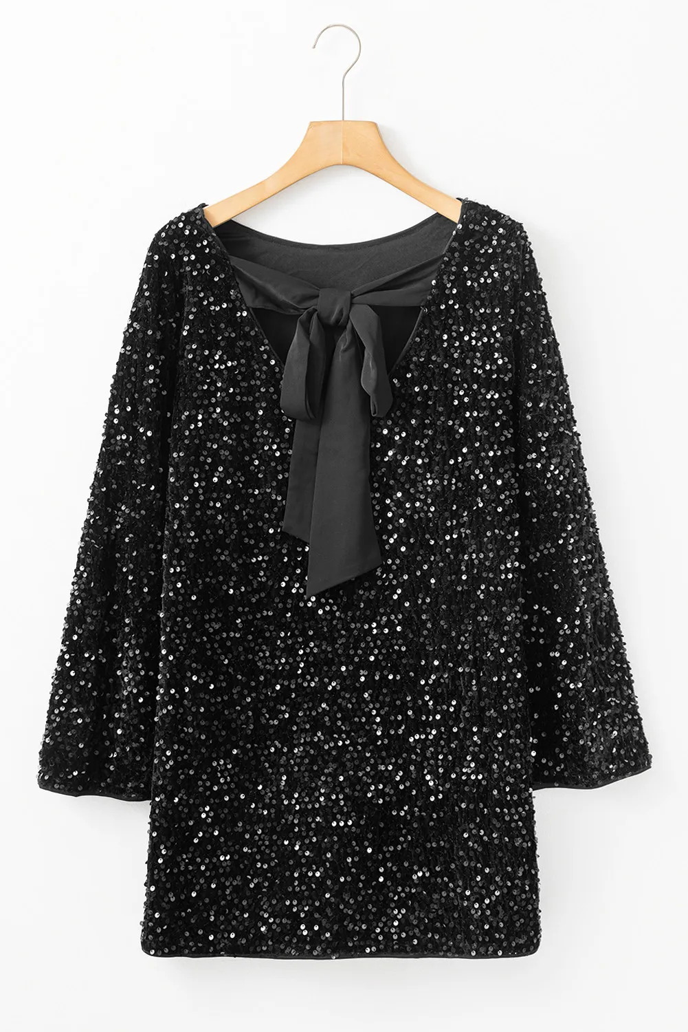 Sequin Round Neck Long Sleeve Mini Dress, image 7