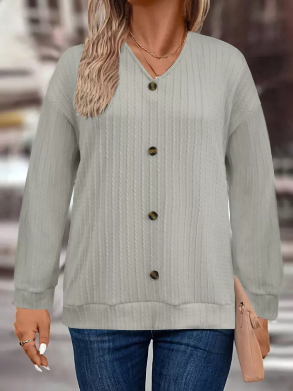 Plus Size V-Neck Dropped Shoulder Blouse, image 28