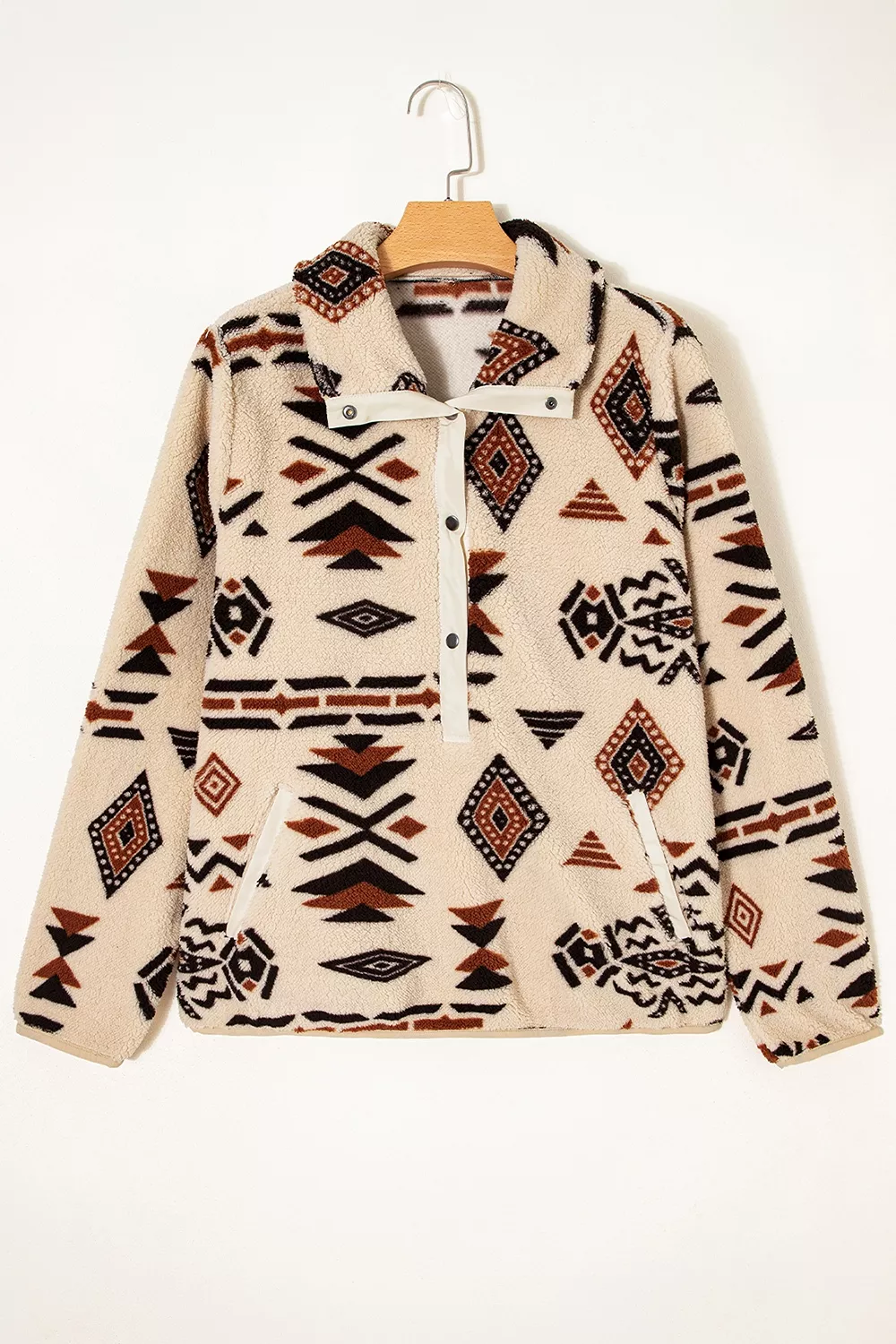 Aztec Print Fleece Snap Down Sweatshirt, image 7