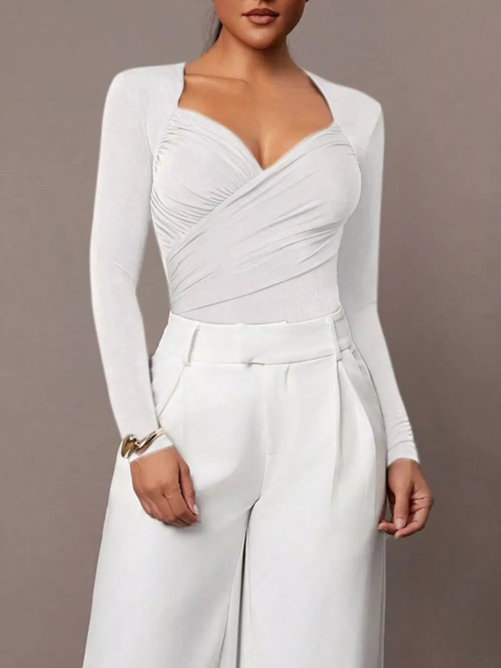 Ruched Surplice Long Sleeve Bodysuit, image 30