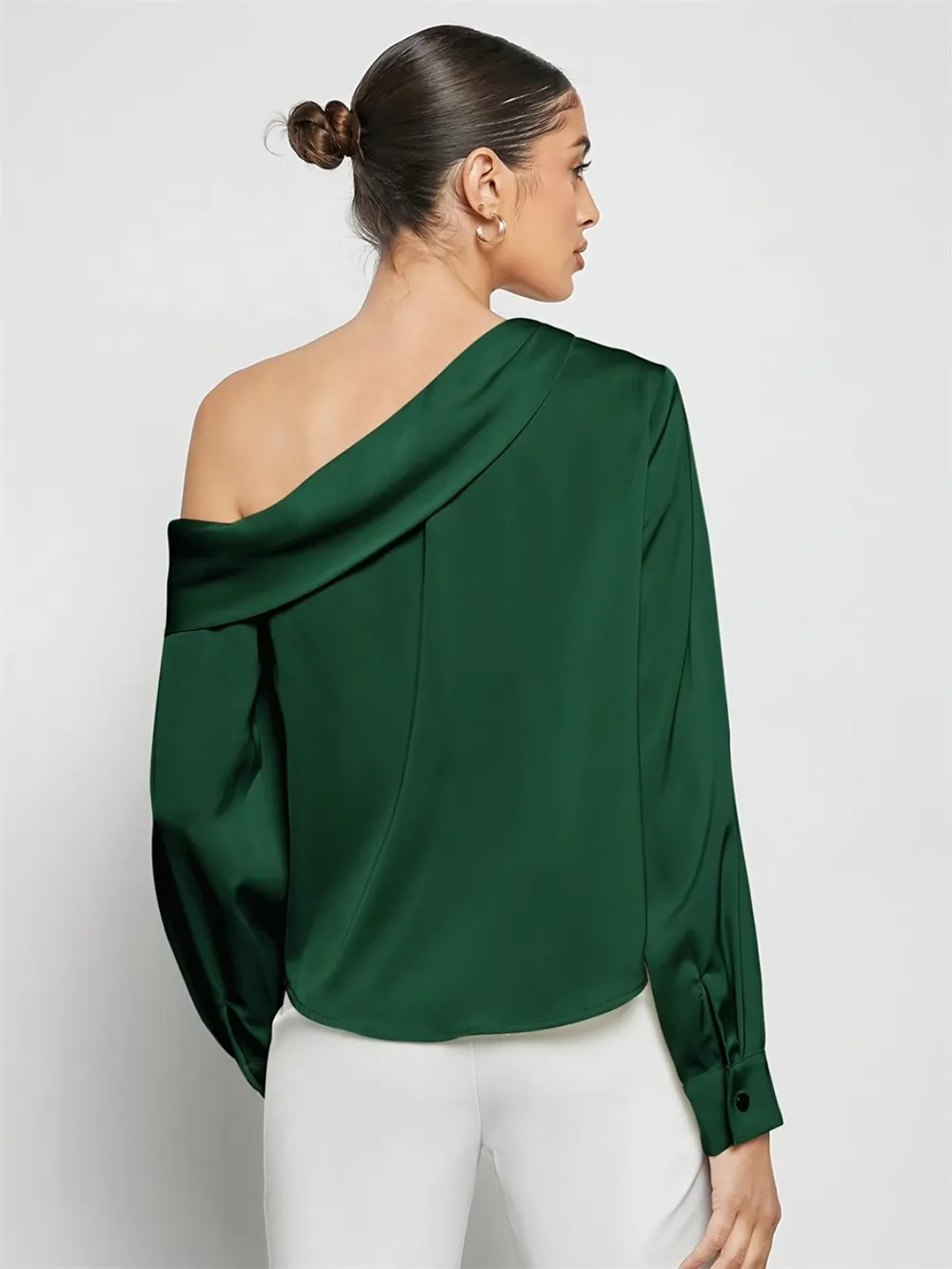 Ruched One Shoulder Long Sleeve Top, image 2