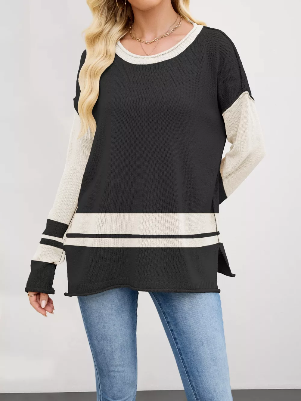 Color Block Side Slit Sweater, image 12
